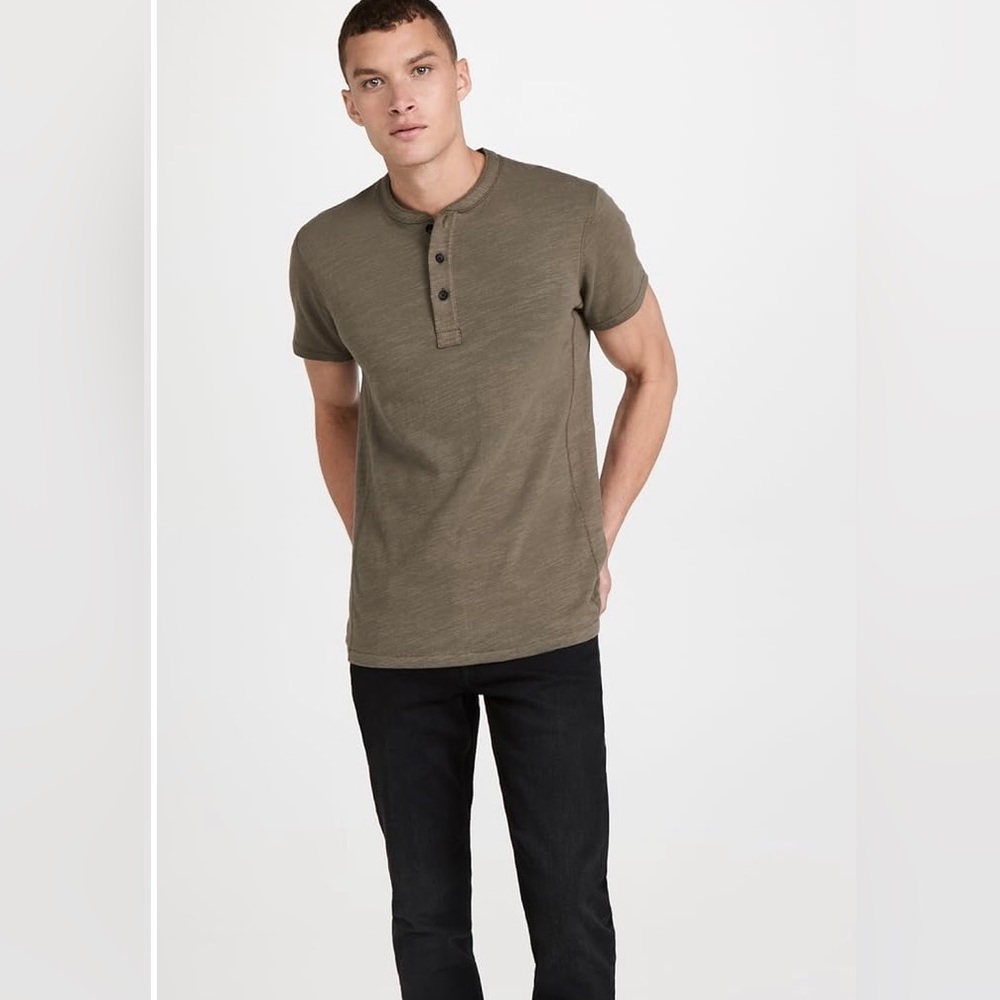 COPY - Rag & bone short sleeve classic Henley olive medium